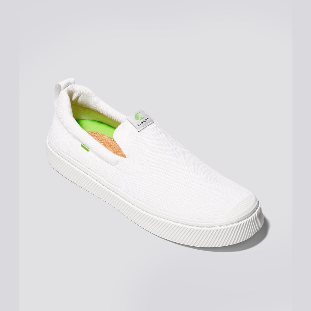 IBI Slip-On Cariuma Low Top Bamboo Weave Knit Vegan Blanche Homme | OUQ-0103385